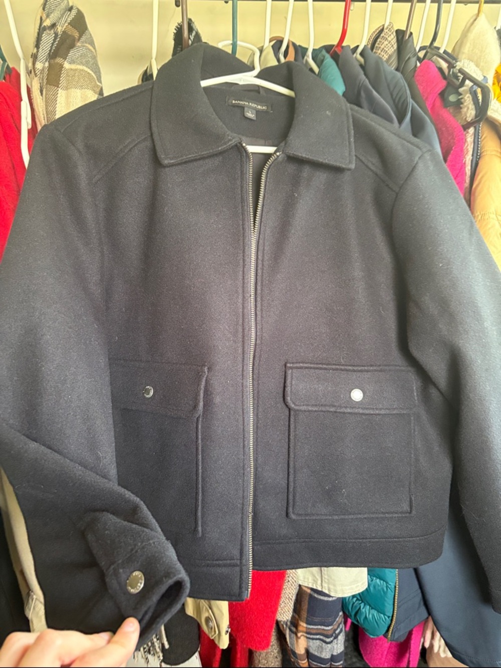 Banana Republic Black Zip Pea Coat